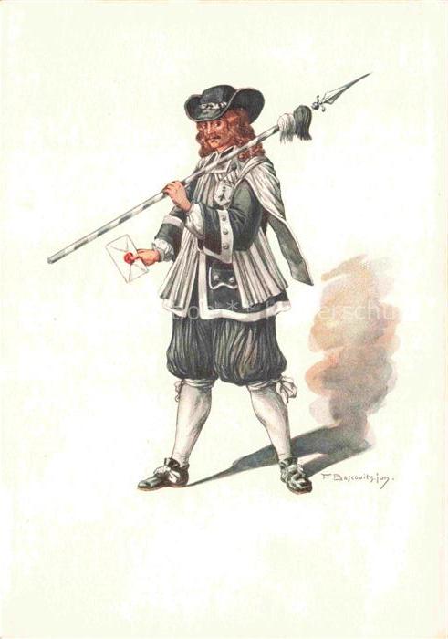 BOSCOVITS Fritz (1871-1965) Kuenstlerkarte Schweiz Stadeslaeufer von Basel Kostu