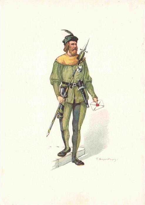 BOSCOVITS Fritz (1871-1965) Kuenstlerkarte Schweiz Standeslaeufer von Schaffhaus