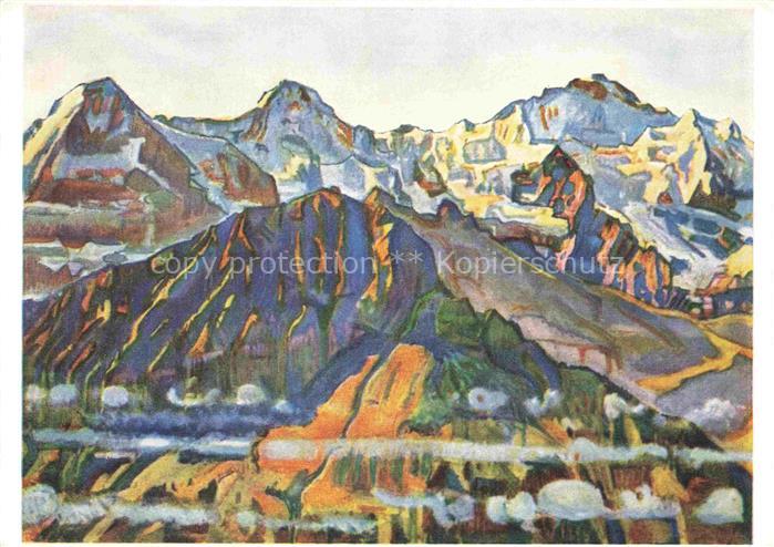 HODLER Ferdinand (1853-1918) Kuenstlerkarte Eiger Moench und Jungfrau