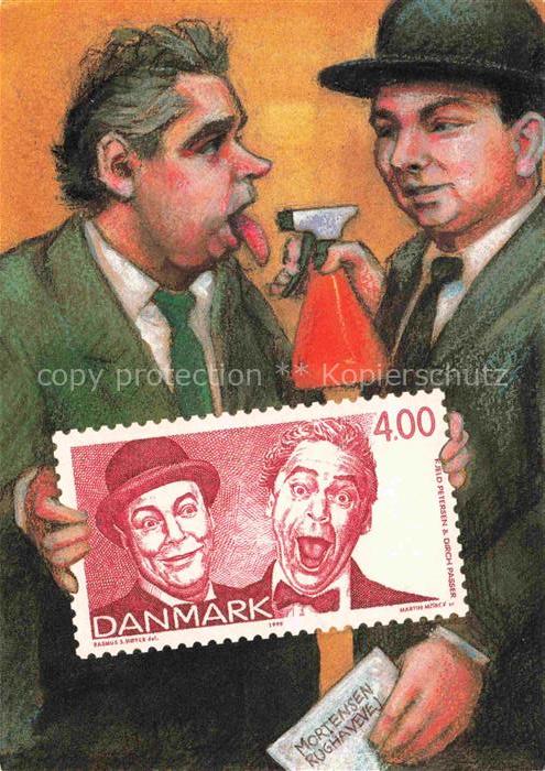 Briefmarken auf AK Timbres Postage Francobollo-- Dansk Revy Denmark