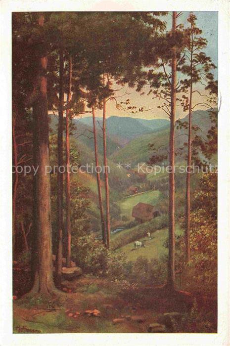 HOFFMANN  Heinrich Kuenstlerkarte Durchblick ins Tal