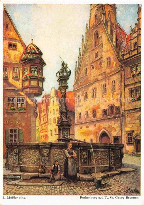 MoessLER Ludwig Moessler Ludwig (1902-1949) Kuenstlerkarte Rothenburg o.d.T. St.