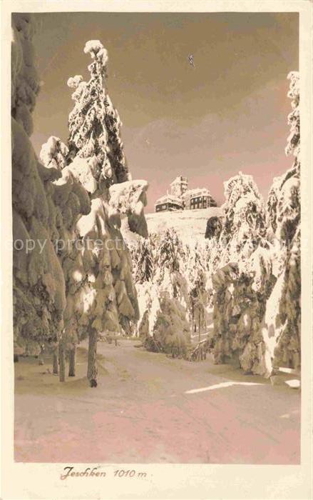 Jeschken Jested Liberec Reichenberg CZ Winteridyll Feldpost