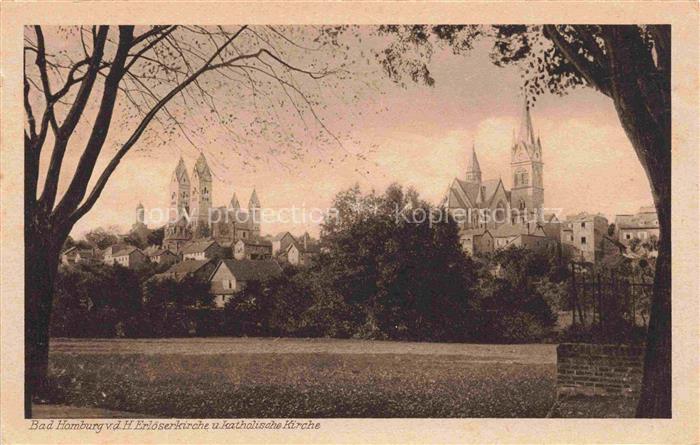 BAD HOMBURG von der Hoehe Hessen Erloeserkirche und Kath Kirche