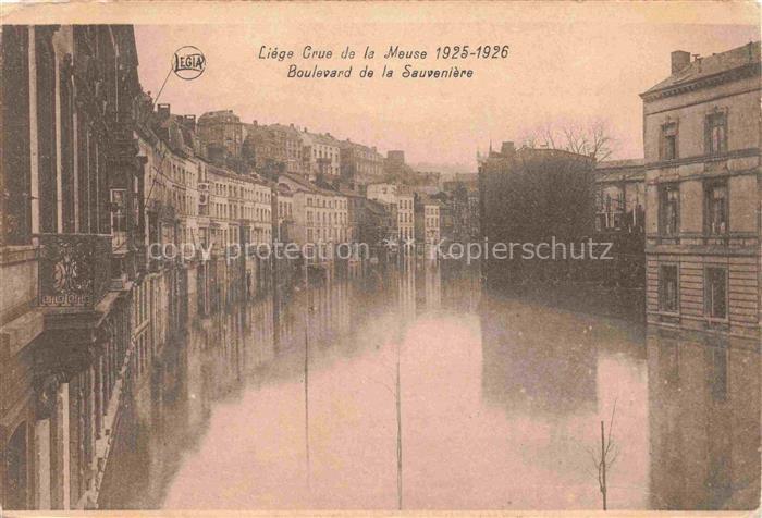 LIEGE  Luettich Luik Belgie Crue de la Meuse 1925-26 Boulevard de la Sauveniere