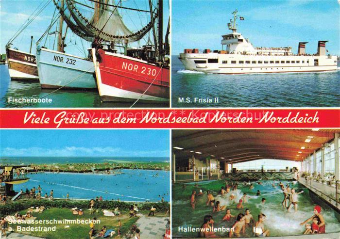 Norden  Norddeich Nordseebad Fischerboote MS Frisia II Seewasserschwimmbecken Ha