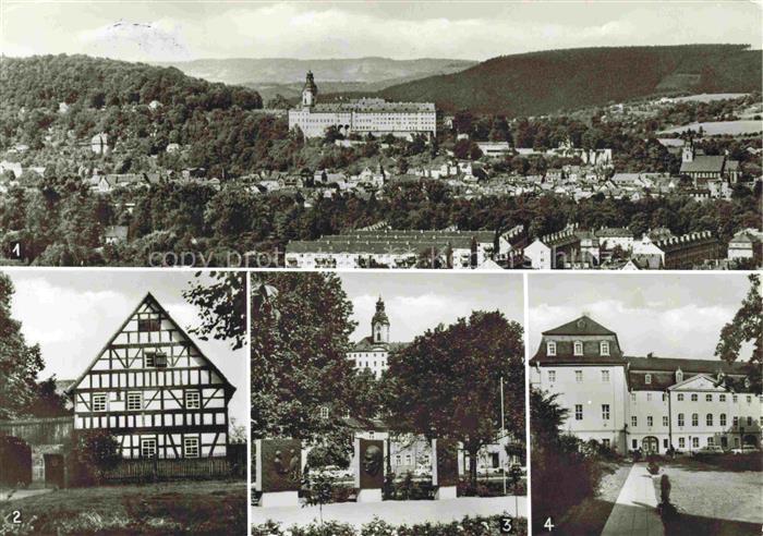 Rudolstadt Thueringen Panorama Museum Thuer Bauernhaeuser Wilh Pieck Platz Schlo