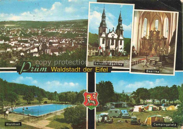 Pruem Eifel Rheinland-Pfalz Panorama Salvator Baslika Inneres Waldbad Campingpla
