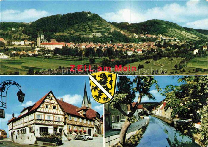 Zell Main Wuerzburg BAyern Panorama Fachwerkhaus Kanal