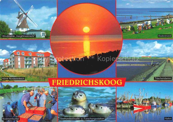 Friedrichskoog Nordseebad Schleswig-Holstein Windmuehle Badestrand Klinik Nordse