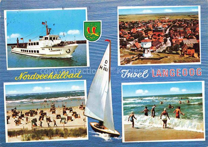 LANGEOOG Nordseebad MS Langeoog 1 Fliegeraufnahme Strandpartien Wellengang