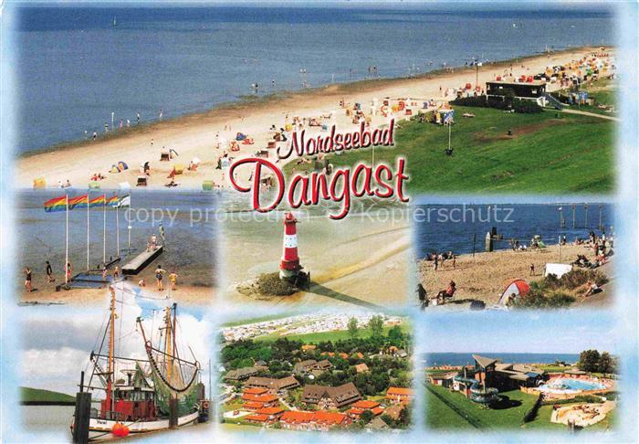 Dangast Nordseebad Varel Niedersachsen Strand FAhnen Segelschiff Panorama Schwim