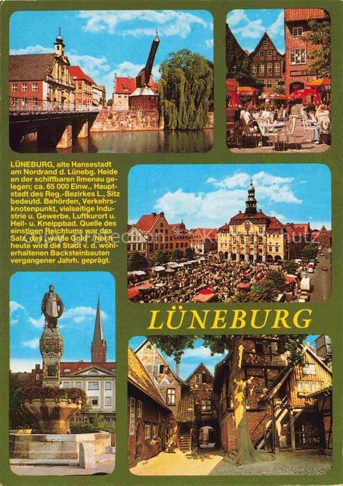 LueNEBURG  CITY Alter Kran Glockenhof Rathaus marktplatz Joh Reichenbach Brunnen