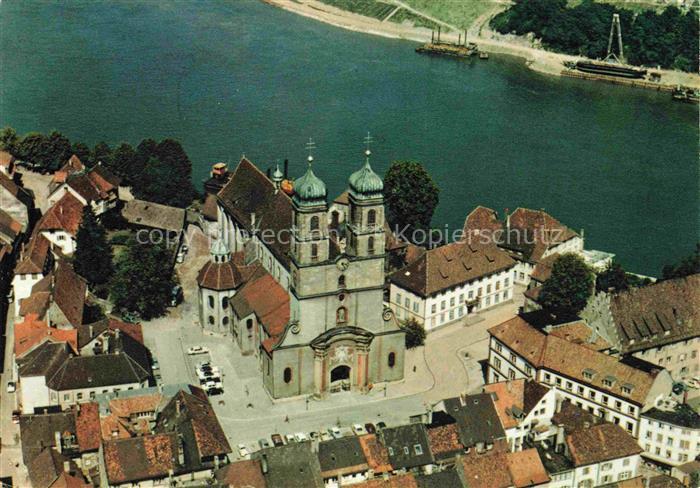 Saeckingen Bad Baden BW am Hochrhein mit Fridolins Muenster Fliegeraufnahme