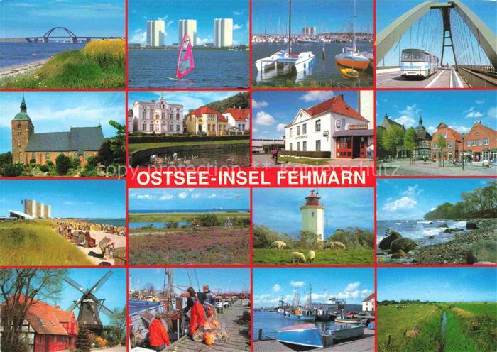 Insel Fehmarn Bruecken Hotels Kirche Leuchtturm Strand Windmuehle Fischerhafen