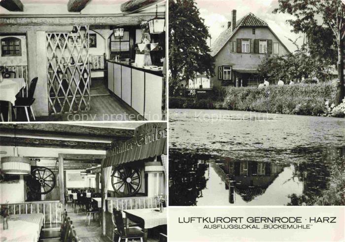 Gernrode Harz Ausflugslokal Bueckemuehle Gastraeume Teich