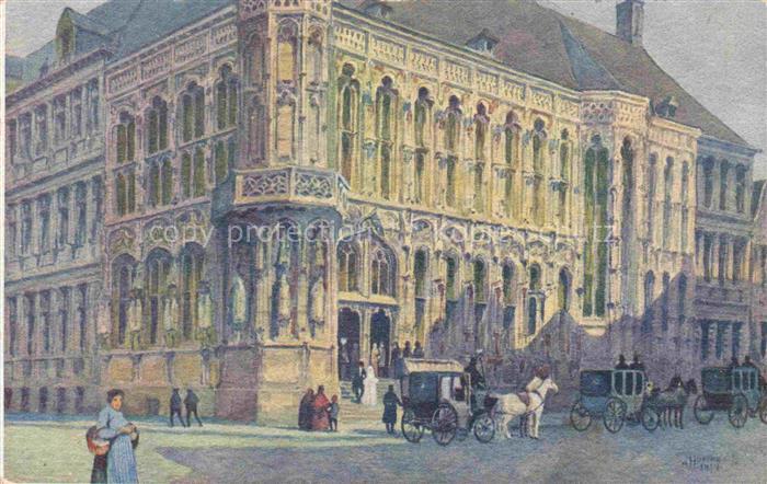 GENT Gand Belgie Het Stadhuis Aquarell