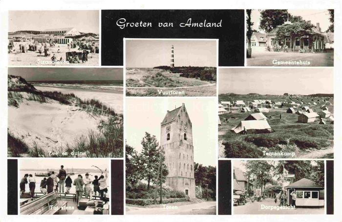 Ameland Friesland NL Strand Zee en duin Vuurtoren Gemeentehuis Teotenkamp Tot ri