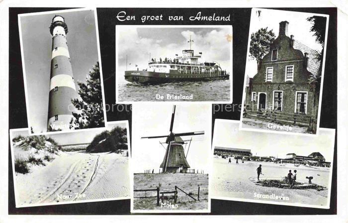 Ameland Friesland NL Vuurtoren Naar Zee De Friesland Molend Geveltje Strandleven