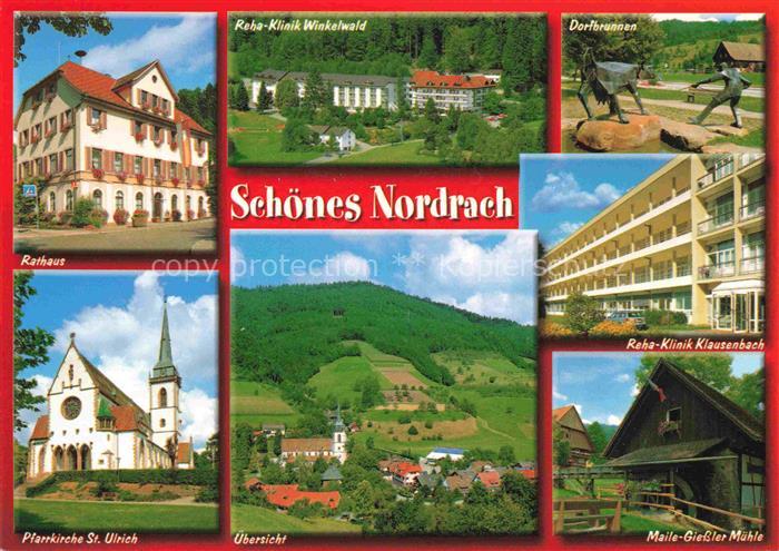 Nordrach Rathaus Reha Klinik Winkelwald Dorfbrunnen Pfarrkirche St Ulrich Panora