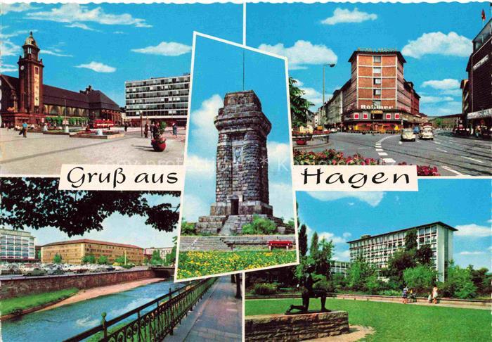 HAGEN  Westfalen NRW Marktplatz Ortspartie Bismarckturm Kanal Park