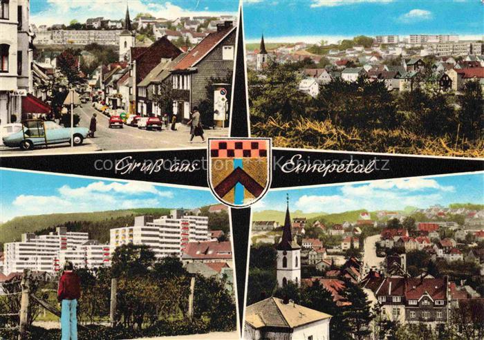 Ennepetal NRW Strassenpartie Panorama Hochhaeuser Kirche