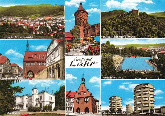 LAHR Baden Panorama Storchenturm Ruine Hohengeroldseck Rathaus Schwimmbad Stadtp