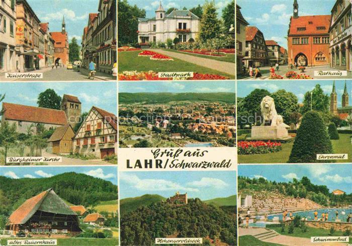 LAHR Baden Kaiserstrasse Stadtpark Rathaus Burgheimer Kirche Panorama Ehrenmal A