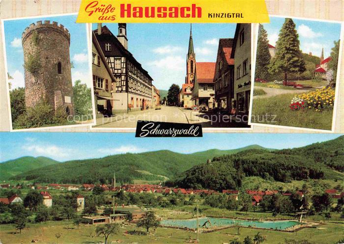 Hausach Turm Strassenpartie Park Panorama Schwimmbad