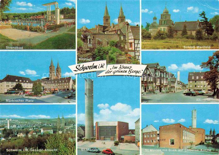 Schwelm NRW Strandbad Maerkischer Platz Panorama Altstadt St Marien Schloss Mart