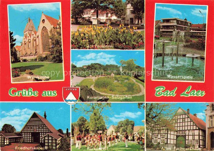 Bad Laer Pfarrkirche Friedhofskapelle Kuranlagen Salzgarten Kurkonzert Wasserspi