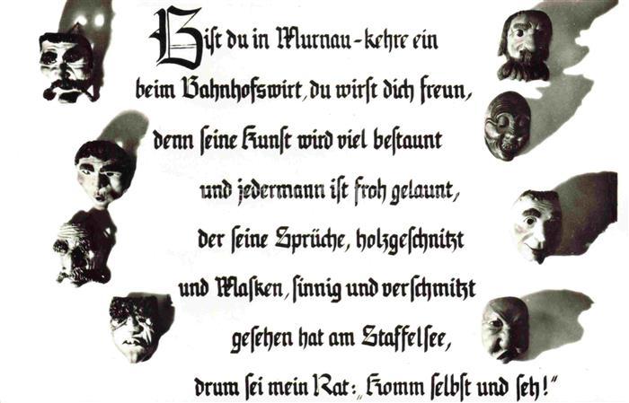 Murnau Staffelsee Bayern Bahnhofsgaststaette Faschingssprueche