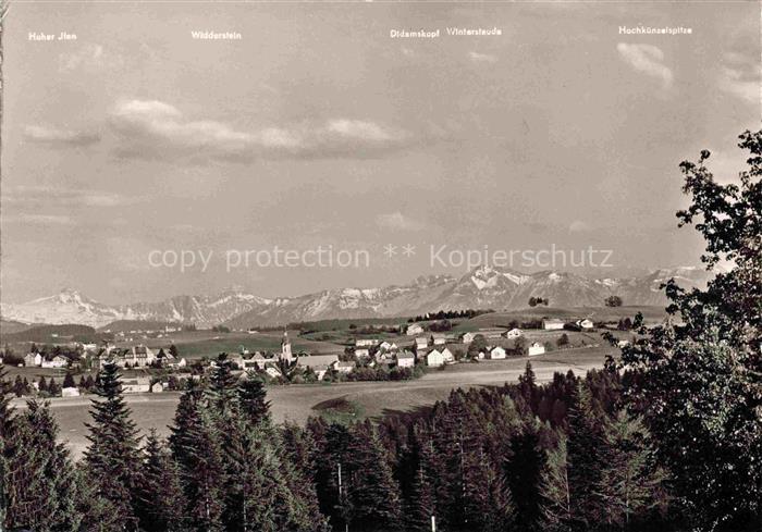 Scheidegg Allgaeu Bayern Panorama mit Allgaeuer Bergen