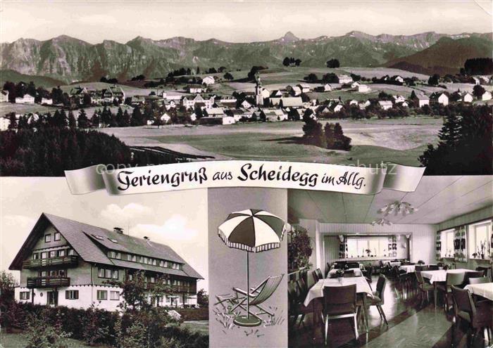 Scheidegg Allgaeu Bayern Panorama AEG Ferienheim Gastraum