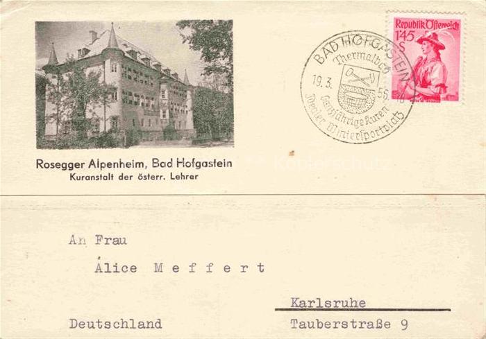 BAD HOFGASTEIN AT Rosegger Alpenheim Kuranstalt