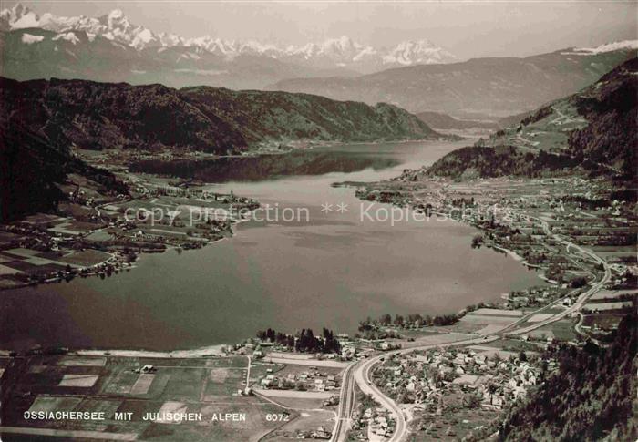 Ossiach Ossiachersee Kaernten AT Fliegeraufnahme mit Julischen Alpen