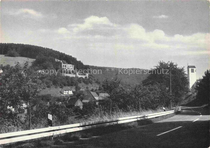 Gammelsbach Beerfelden Odenwaldkreis Hessen mit Burgruine Freienstein