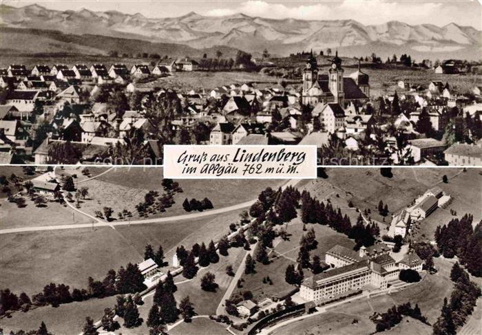 Lindenberg Allgaeu Fliegeraufnahmen mit Sanatorium und Kirche