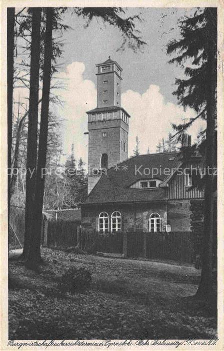 Czorneboh Cunewalde Bautzen Sachsen Bergwirtschaft und Aussichtsturm an der Czor