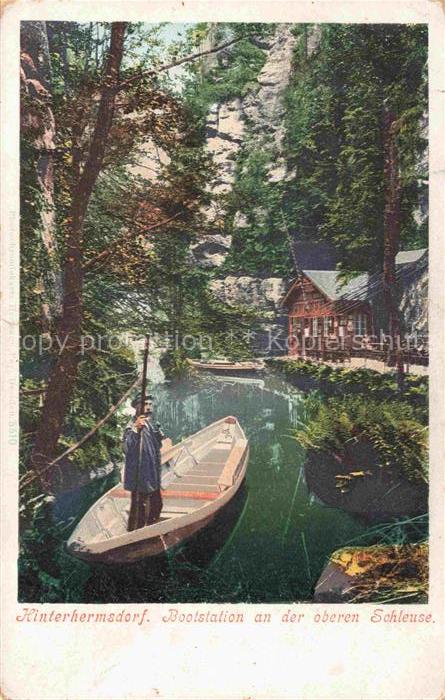 Hinterhermsdorf Sebnitz Sachsen Bootsstation an der oberen Schleuse