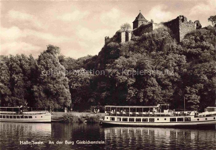HALLE  SAALE An der Burg Giebichenstein Fahrgastschiff