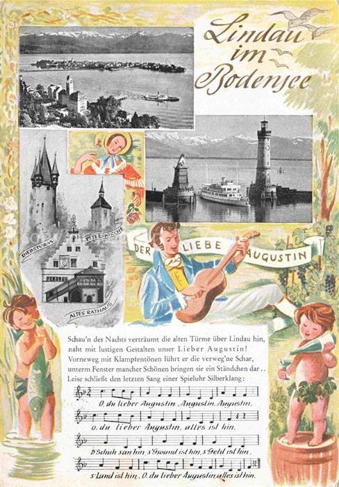 LINDAU  Bodensee Bayern Panorama Diebsturm Altes Rathaus St Peterskirche Hafenei