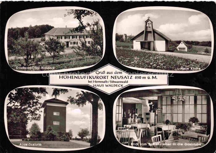 Neusatz Bad Herrenalb Gaestehaus Waldeck Neue Kirche Aussichtsturm Gaststube