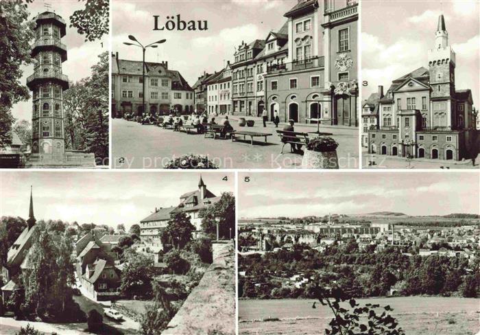 Loebau Sachsen Aussichtsturm Platz der Befreiung Rathaus Teilansicht Loebau Nord