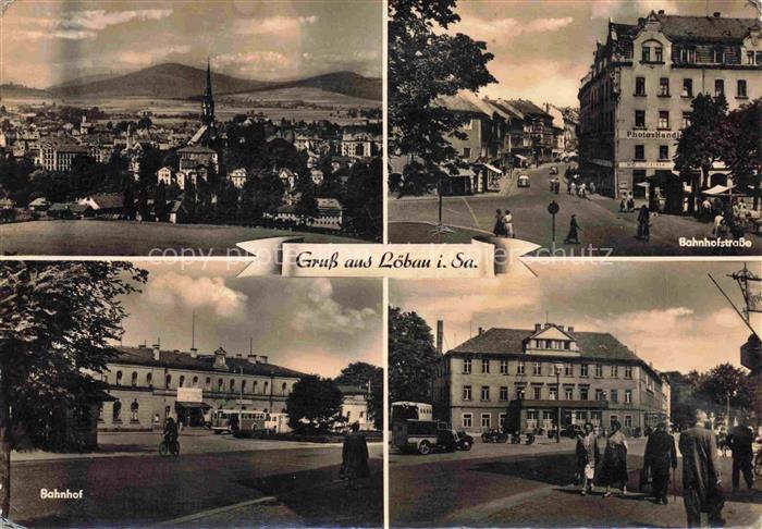 Loebau Sachsen Panorama Bahnhofstrasse Bahnhof Rathaus