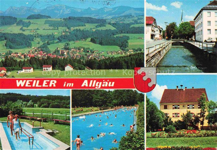 Weiler Allgaeu Panorama Allgaeuer Alpen Ortszentrum Bach Freibad Wassertreten
