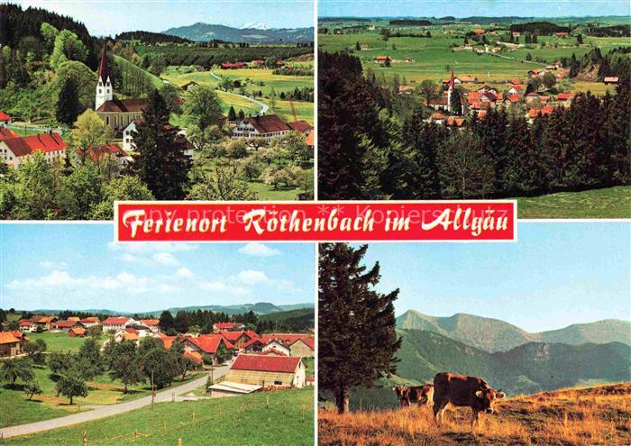 Roethenbach Allgaeu Teilansichten Kirche Viehweide Landschaftspanorama Allgaeuer