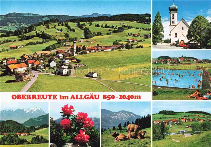 Oberreute Lindau Bayern Panorama Luftaufnahme Kirche Freibad Flora