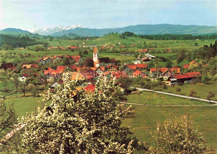 Gruenenbach Allgaeu Lindau Bayern Panorama Baumbluete Alpenblick