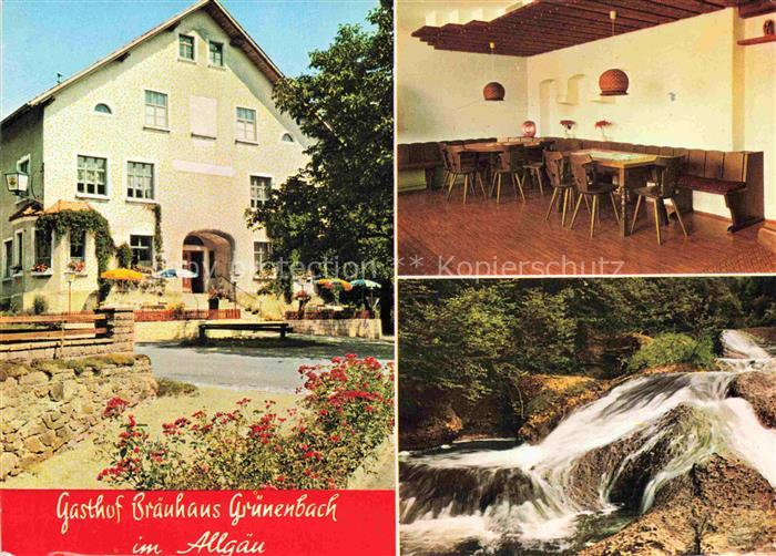 Gruenenbach Allgaeu Lindau Bayern Gasthof Braeuhaus Gastraum Wasserfall